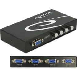 DELOCK VGA switch 87635, 4 σε 1, 1080p, bidirectional, μαύρο
