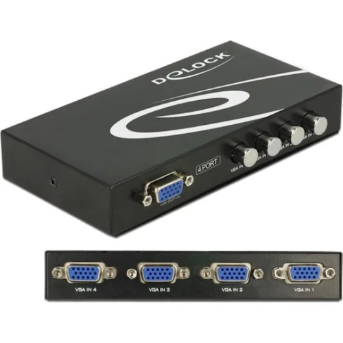 DELOCK VGA switch 87635, 4 σε 1, 1080p, bidirectional, μαύρο
