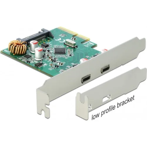 DELOCK κάρτα επέκτασης PCI Express x4 σε 2x USB-C 90397, 10 Gbps