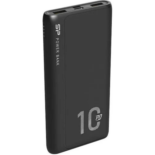 SILICON POWER power bank QP15, 10000mAh, 2x USB & USB Type-C, 3A, μαύρο