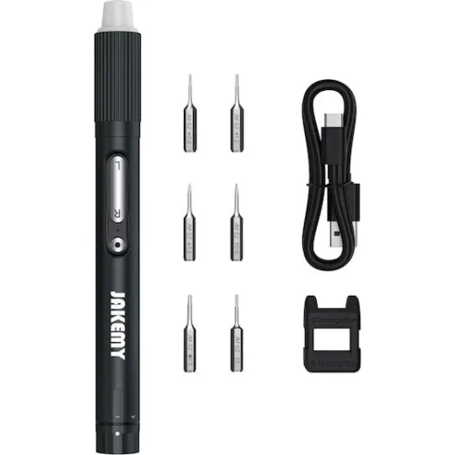 JAKEMY ηλεκτρικό κατσαβίδι JM-Y05 με LED φακό, 3 λειτουργίες, 6 μύτες
