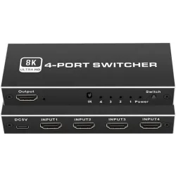 HDMI switch CAB-H149 με τηλεχειριστήριο, 4 σε 1, 8K/60Hz, μαύρο
