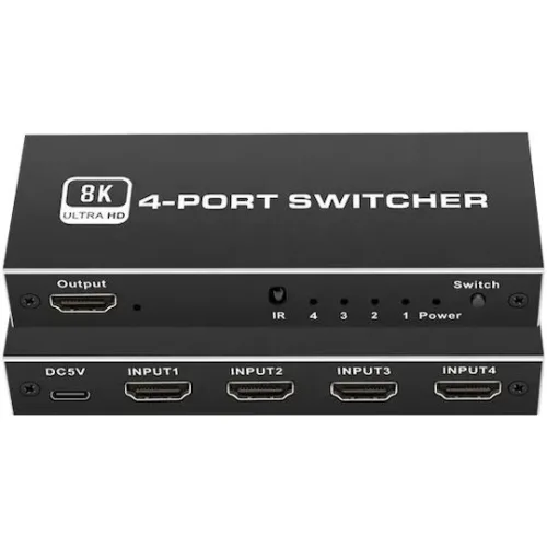 HDMI switch CAB-H149 με τηλεχειριστήριο, 4 σε 1, 8K/60Hz, μαύρο