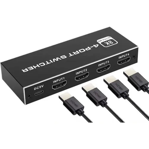 HDMI switch CAB-H149 με τηλεχειριστήριο, 4 σε 1, 8K/60Hz, μαύρο