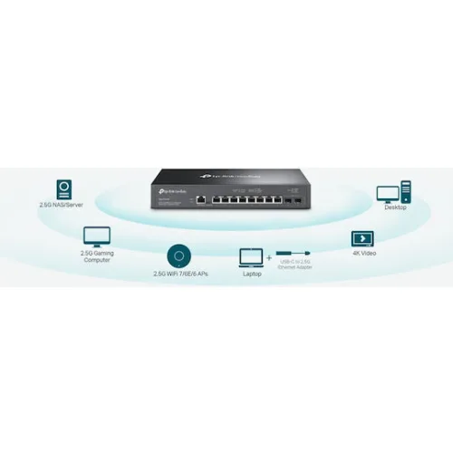 TP-LINK L2+ managed switch SG3210X-M2, 8x 2.5Gbps θύρες, V1.0