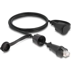 DELOCK καλώδιο δικτύου 80166, CAT 6 STP, με καπάκι, IP68, 1m, μαύρο
