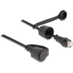 DELOCK καλώδιο δικτύου 80166, CAT 6 STP, με καπάκι, IP68, 1m, μαύρο