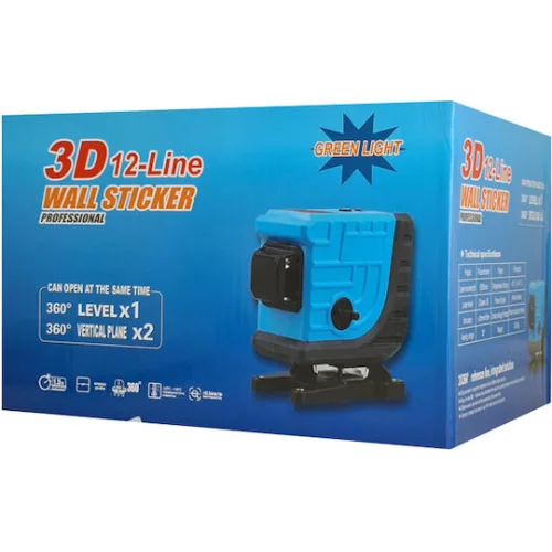 NOYAFA γραμμικό αλφάδι laser NF-112G, με πράσινη δέσμη 12 ακτίνων 3D