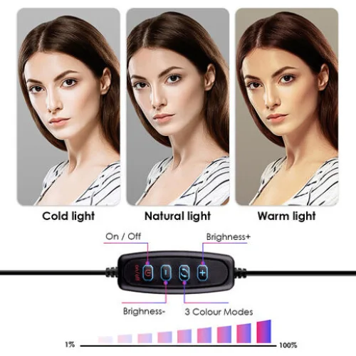APEXEL φωτιστικό δαχτυλίδι LED APL-FL10JJ13Y με μίνι τρίποδα, Φ26cm