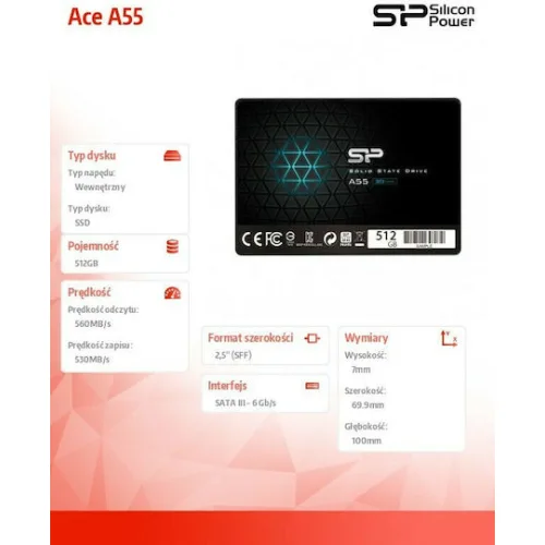 SILICON POWER SSD A55 512GB, 2.5