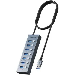 CABLETIME USB hub CT-HUBU7-AG, 7x θυρών, 5Gbps, USB σύνδεση, 1m, γκρι