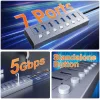 CABLETIME USB hub CT-HUBU7-AG, 7x θυρών, 5Gbps, USB σύνδεση, 1m, γκρι