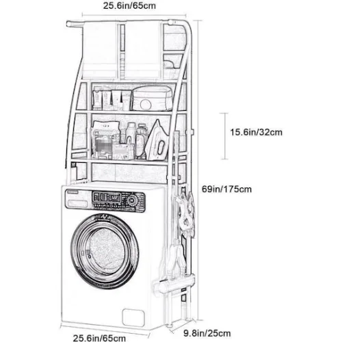 HOME USE ραφιέρα μπάνιου HUH-0222 με 3 ράφια, μεταλλική, 65x25x175cm, λευκή