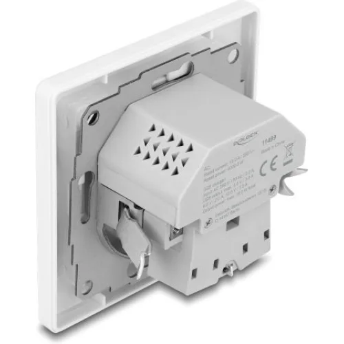 DELOCK πρίζα τοίχου 11499 με θύρες φόρτισης USB & USB-C, 18W PD, λευκή