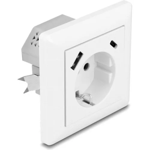 DELOCK πρίζα τοίχου 11499 με θύρες φόρτισης USB & USB-C, 18W PD, λευκή