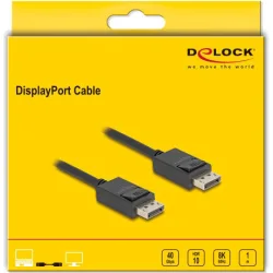 DELOCK καλώδιο DisplayPort 2.1 80492, 8K/60Hz 4K/120Hz 40 Gbps 1m, μαύρο