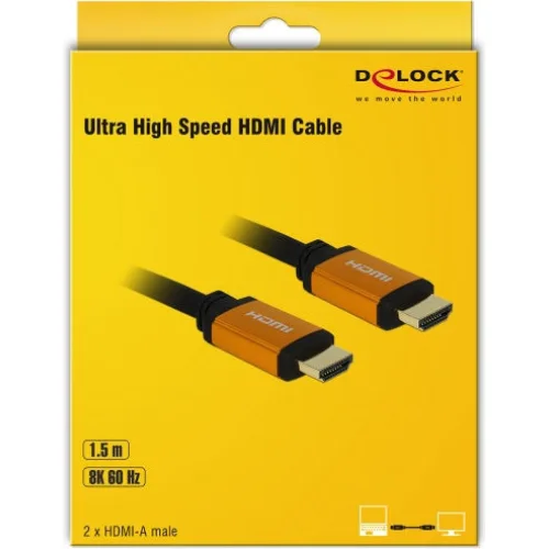 DELOCK καλώδιο HDMI 85728, 8K/60Hz, 48 Gbps, eARC, HDR, 1.5m, μαύρο