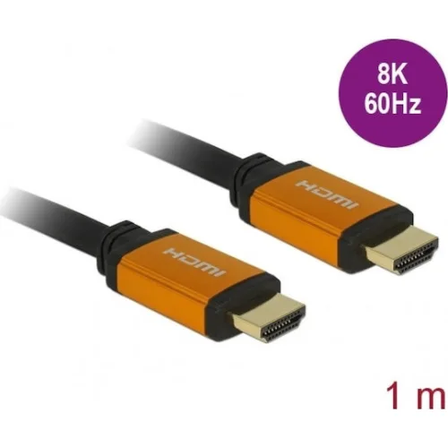 DELOCK καλώδιο HDMI 85727, 8K/60Hz, 48 Gbps, eARC, HDR, 1m, μαύρο