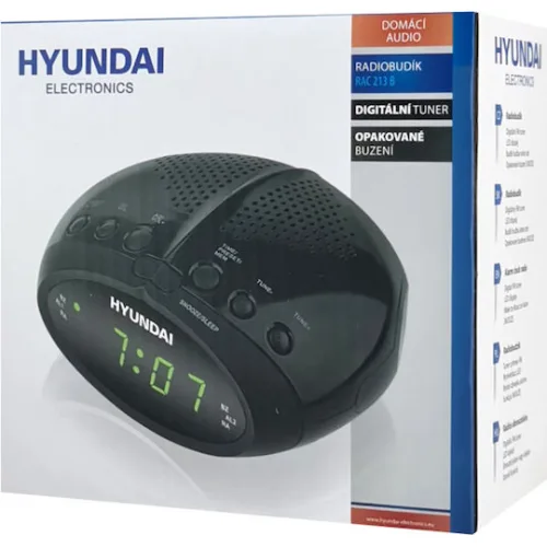 HYUNDAI επιτραπέζιο ρολόι & ραδιόφωνο RAC213B με ξυπνητήρι, μαύρο