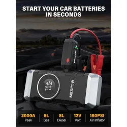NEXPOW εκκινητής μπαταρίας & συμπιεστής αέρος NP2, 12V/3000A, 150PSI, 12000mAh