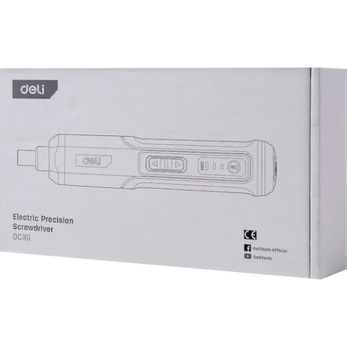 DELI σετ κατσαβίδι μπαταρίας με μύτες DC161, LED φακός, 2000mAh