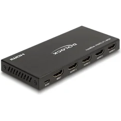 DELOCK HDMI splitter 18652 με downscaler πλήκτρο, 4 σε 1, 4K/60Hz, μαύρο