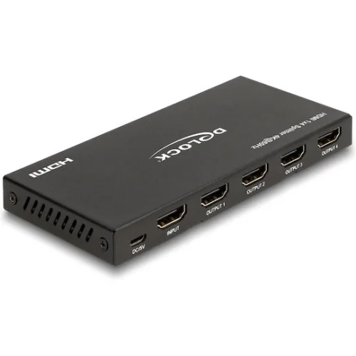 DELOCK HDMI splitter 18652 με downscaler πλήκτρο, 4 σε 1, 4K/60Hz, μαύρο