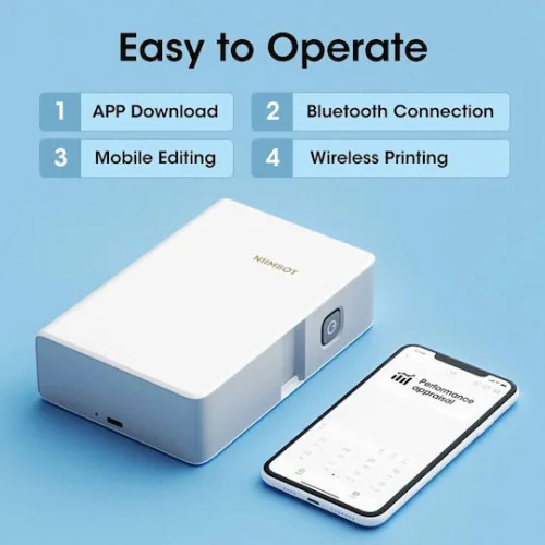 NIIMBOT smart θερμικός εκτυπωτής ετικετών B18, 203dpi, Bluetooth, λευκός
