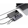 DELOCK USB hub 64248 με διακόπτες, 5x θυρών, 5Gbps, USB/USB-C σύνδεση, γκρι