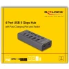 DELOCK USB hub 64248 με διακόπτες, 5x θυρών, 5Gbps, USB/USB-C σύνδεση, γκρι