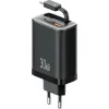 USAMS φορτιστής τοίχου CC296 με καλώδιο, USB & USB-C, 30W, μαύρος