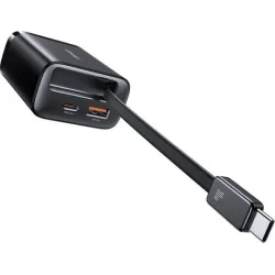 USAMS φορτιστής τοίχου CC296 με καλώδιο, USB & USB-C, 30W, μαύρος