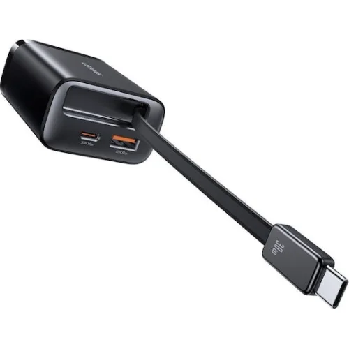 USAMS φορτιστής τοίχου CC296 με καλώδιο, USB & USB-C, 30W, μαύρος