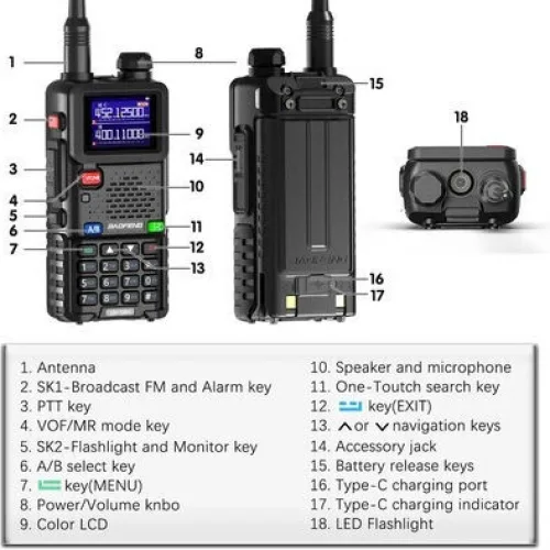 BAOFENG ασύρματος πομποδέκτης UV-5RH, VHF/UHF, 10W, μαύρος