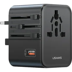 USAMS φορτιστής/αντάπτορας πρίζας CC309, USB & 2x USB-C, universal, 25W, μαύρος