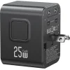 USAMS φορτιστής/αντάπτορας πρίζας CC309, USB & 2x USB-C, universal, 25W, μαύρος