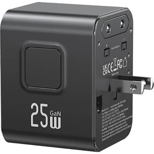 USAMS φορτιστής/αντάπτορας πρίζας CC309, USB & 2x USB-C, universal, 25W, μαύρος