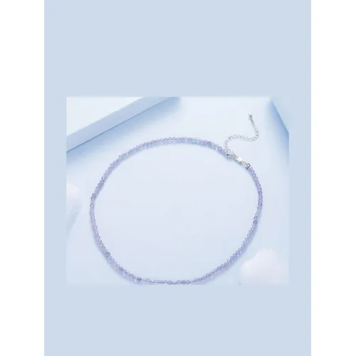 BAMOER κολιέ BSN431 με κρύσταλλα, ασήμι 925, μωβ