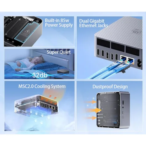 BEELINK mini PC EQR6, AMD Ryzen 5 6600U, 24GB, 500GB M.2, Windows 11 Pro