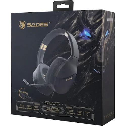 SADES gaming headset SPOWER, 3.5mm σύνδεση, 40mm, multi-platform, μαύρο/πράσινο