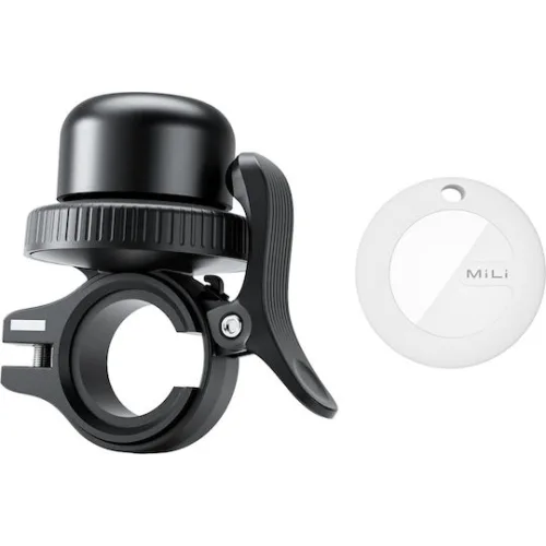 MILI κουδούνι ποδηλάτου με smart tag MiTag Duo, iOS & Android, Bluetooth tracker, μαύρο/λευκό