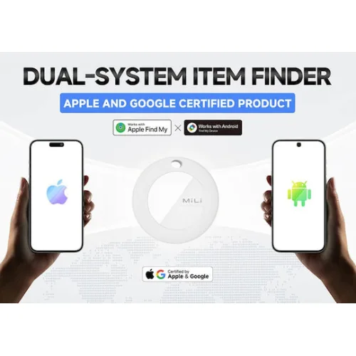 MILI κουδούνι ποδηλάτου με smart tag MiTag Duo, iOS & Android, Bluetooth tracker, μαύρο/λευκό