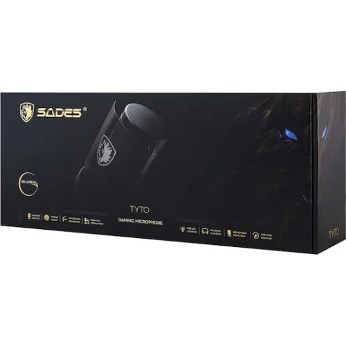 SADES gaming μικρόφωνο TYTO με βάση γραφείου & επιτραπέζια, pop φίλτρο, καρδιοειδές, USB, μαύρο