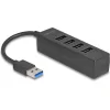 DELOCK USB hub 64350, 4x θυρών, USB 3.0, 5Gbps, USB σύνδεση, μαύρος