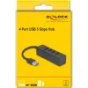 DELOCK USB hub 64350, 4x θυρών, USB 3.0, 5Gbps, USB σύνδεση, μαύρος