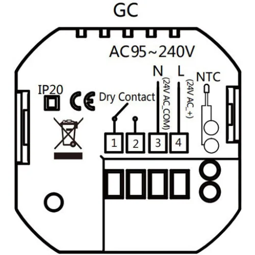 Smart θερμοστάτης αερίου BHT-15GCLW, WiFi, χωνευτός, μαύρος