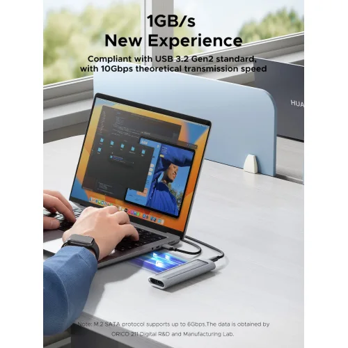 ORICO θήκη για M.2 NVME/NGFF SSD AXM2S-G2, 10Gbps, tool free, γκρι