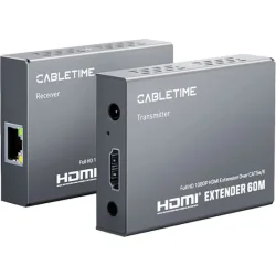 CABLETIME HDMI video extender CT-HEHD-FG60 μέσω καλωδίου RJ45, 1080p/60Hz, έως 60m