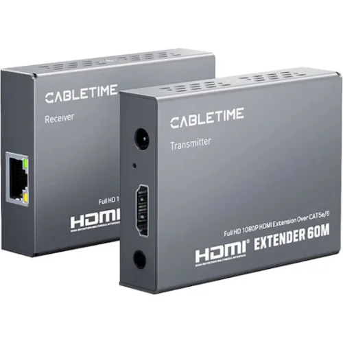 CABLETIME HDMI video extender CT-HEHD-FG60 μέσω καλωδίου RJ45, 1080p/60Hz, έως 60m