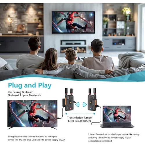 VRRIIS HDMI σύστημα ασύρματης μετάδοσης βίντεο WL097 Pro, 4K, 2.4/5GHz, έως 400m